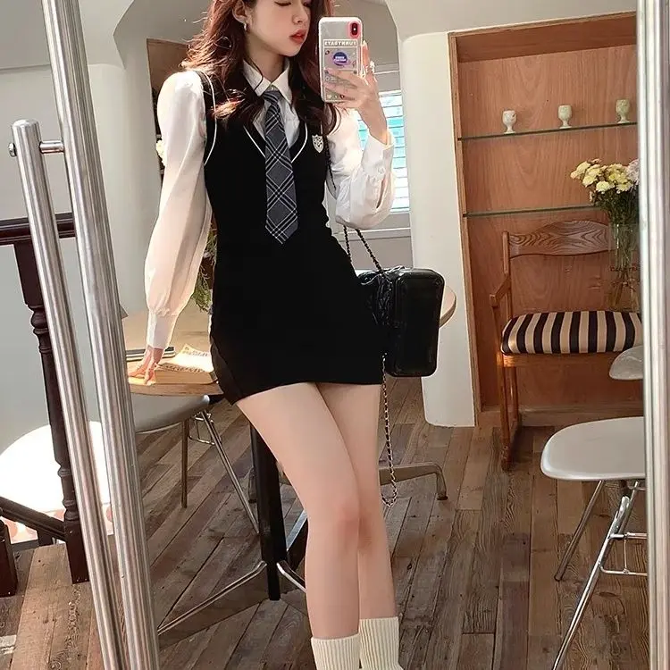 Two New Two-piece Dress Women Casual Long Sleeve Blouse + Slim College Y2k Sweet Spicy Fashion Elegant Polo Collar Dress
Two New Two-piece Dress Women Casual Long Sleeve Blouse + Slim College Y2k Sweet Spicy Fashion Elegant Polo Collar Dress