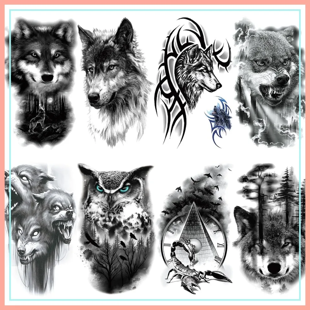 Temporary Tattoo for Men Women, Large Half Sleeve Wolf, 8 Sheets
Temporary Tattoo for Men Women, Large Half Sleeve Wolf, 8 Sheets