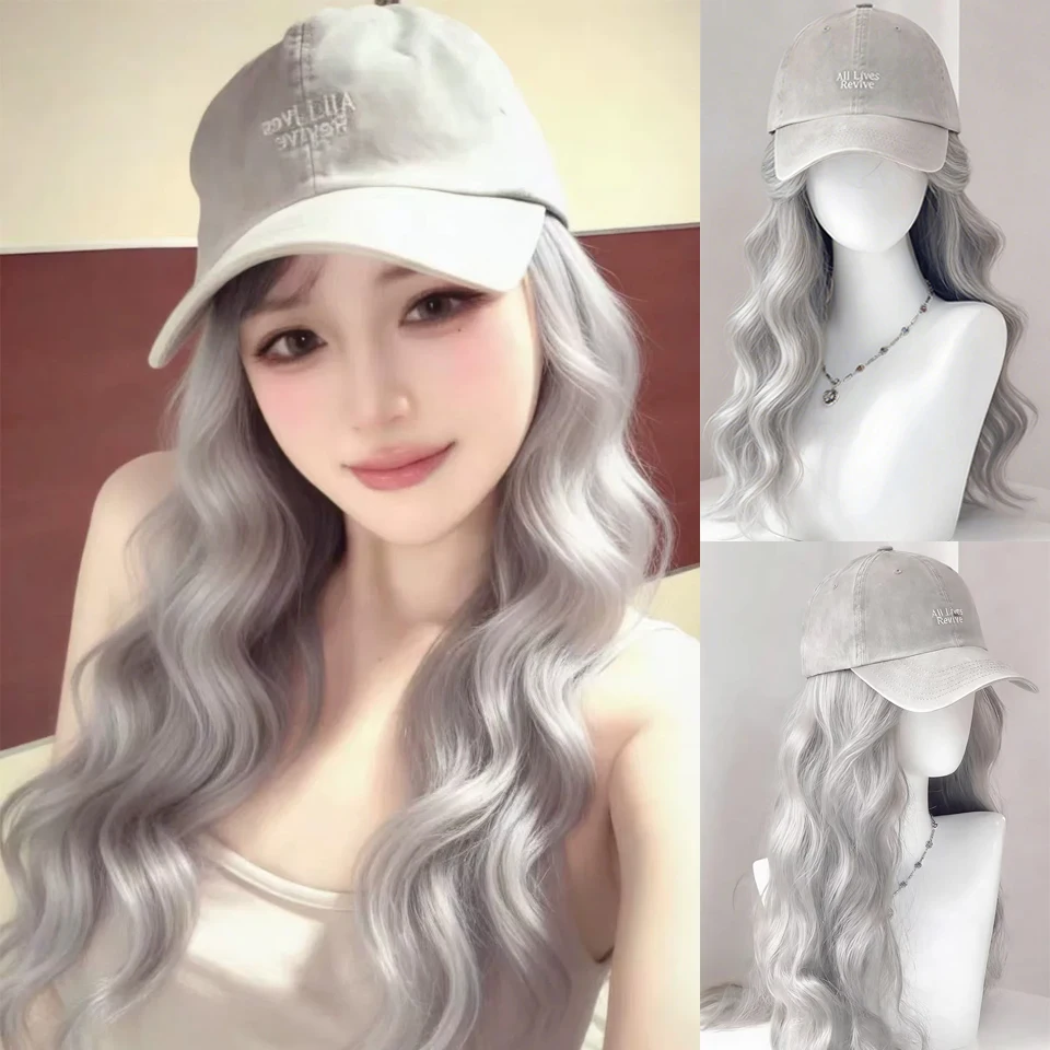 Synthetic Hat Wig with Long Wavy Gray-White Hair Baseball Cap Hair Extension Stylish & Convenient All-in-One Design for Women
Synthetic Hat Wig with Long Wavy Gray-White Hair Baseball Cap Hair Extension Stylish & Convenient All-in-One Design for Women