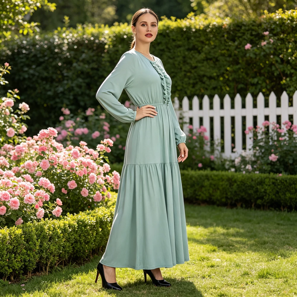 Dubai Ethnic Maxi Dress Long Sleeve Ruffles Pleated Turkey Casual Party Robe Women Fashion Djellaba Jalabiya Islamic Outfit New
Dubai Ethnic Maxi Dress Long Sleeve Ruffles Pleated Turkey Casual Party Robe Women Fashion Djellaba Jalabiya Islamic Outfit New