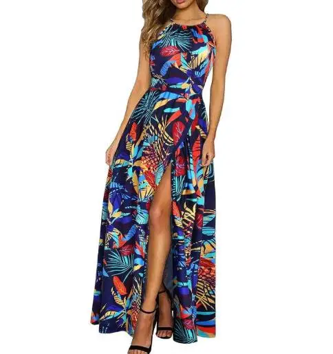 Summer Casual Beach Sleeveless Hanging Neck Flower Print Dress for Women, Elegant High Waisted Slit Slim Fit A-Line Dress
Summer Casual Beach Sleeveless Hanging Neck Flower Print Dress for Women, Elegant High Waisted Slit Slim Fit A-Line Dress