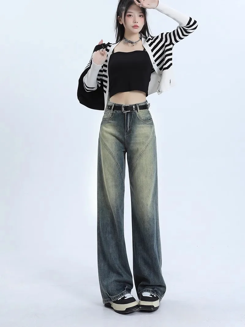 American Retro Straight Leg Jeans Women's High Waist plus Size Loose Wide Leg Floor-Length Pants Casual Style Spring Autumn
American Retro Straight Leg Jeans Women's High Waist plus Size Loose Wide Leg Floor-Length Pants Casual Style Spring Autumn