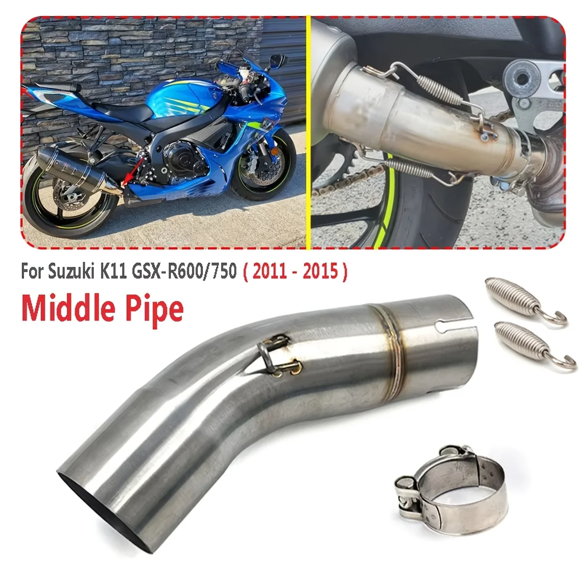 1 Caliber 51MM GSX-R600750 motorcycle exhaust pipe middle section connecting pipe suitable for Suzuki GSXR 600 750 K11 2011-2015
1 Caliber 51MM GSX-R600750 motorcycle exhaust pipe middle section connecting pipe suitable for Suzuki GSXR 600 750 K11 2011-2015