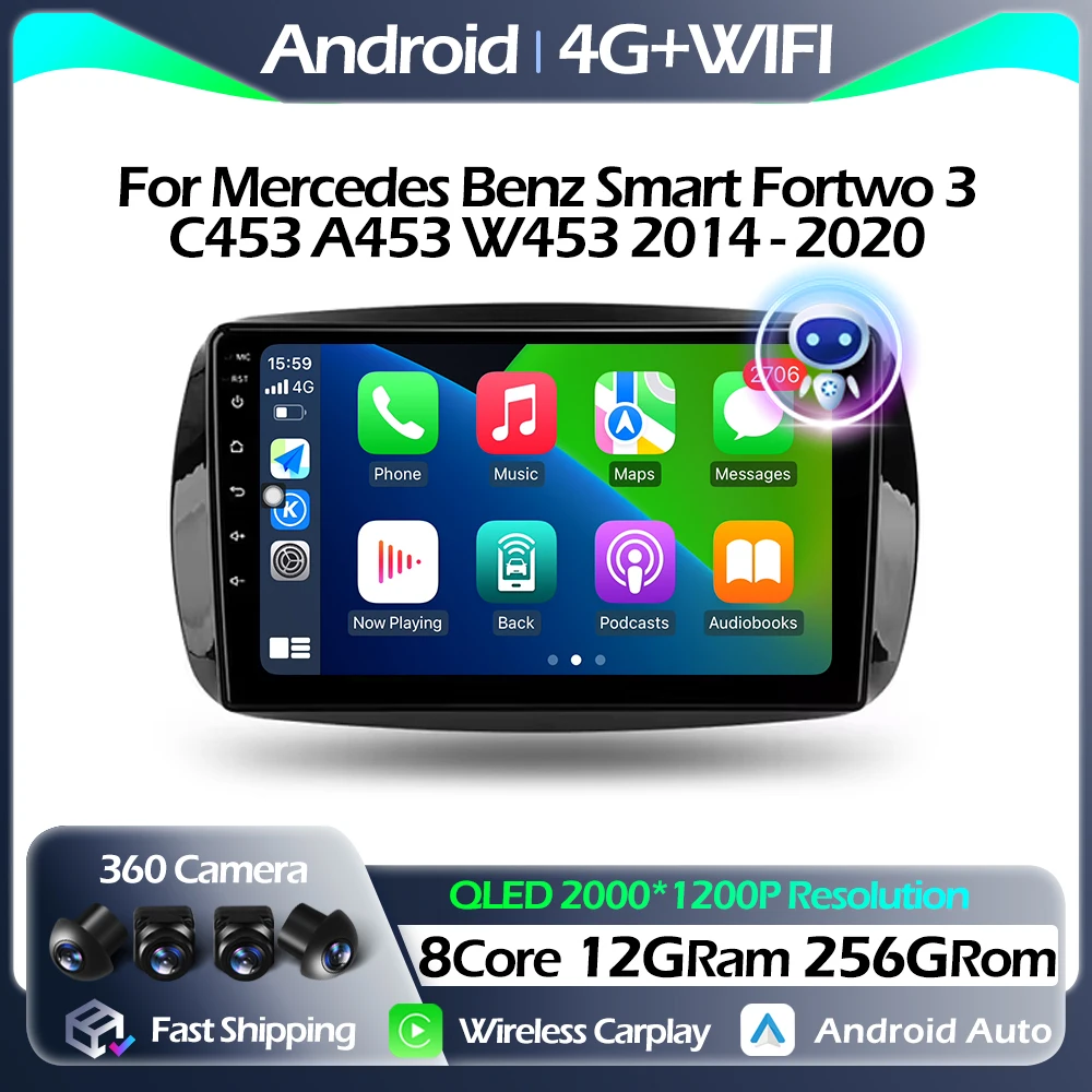 For Mercedes Benz Smart Fortwo 3 C453 A453 W453 2014 - 2020 Multimedia Player Navigation GPS Android Auto Carplay BT 4G WIFI
For Mercedes Benz Smart Fortwo 3 C453 A453 W453 2014 - 2020 Multimedia Player Navigation GPS Android Auto Carplay BT 4G WIFI