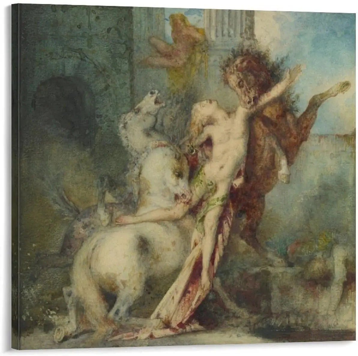 Diomedes Devoured by Horses by Gustaves Moreau, настенная художественная картина, постер с принтом на холсте, постеры, произведения искусства, спальня, гостиная
Diomedes Devoured by Horses by Gustaves Moreau, настенная художественная картина, постер с принтом на холсте, постеры, произведения искусства, спальня, гостиная