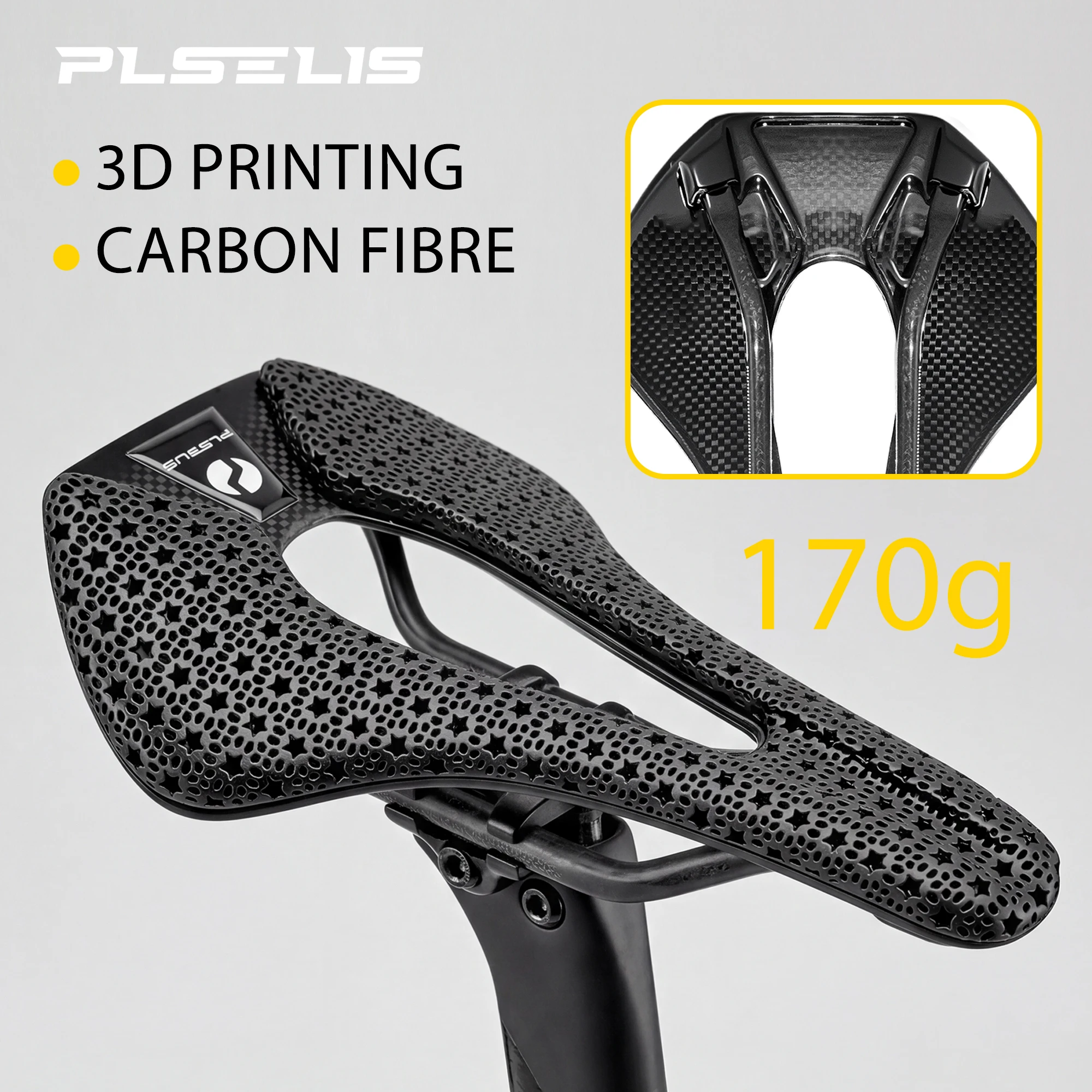 Plselis Lightweight Road Bicycle Saddle High-Strength Carbon Fiber 3D Printed 165g Cycling Cushion Riding Accessories
Plselis Lightweight Road Bicycle Saddle High-Strength Carbon Fiber 3D Printed 165g Cycling Cushion Riding Accessories