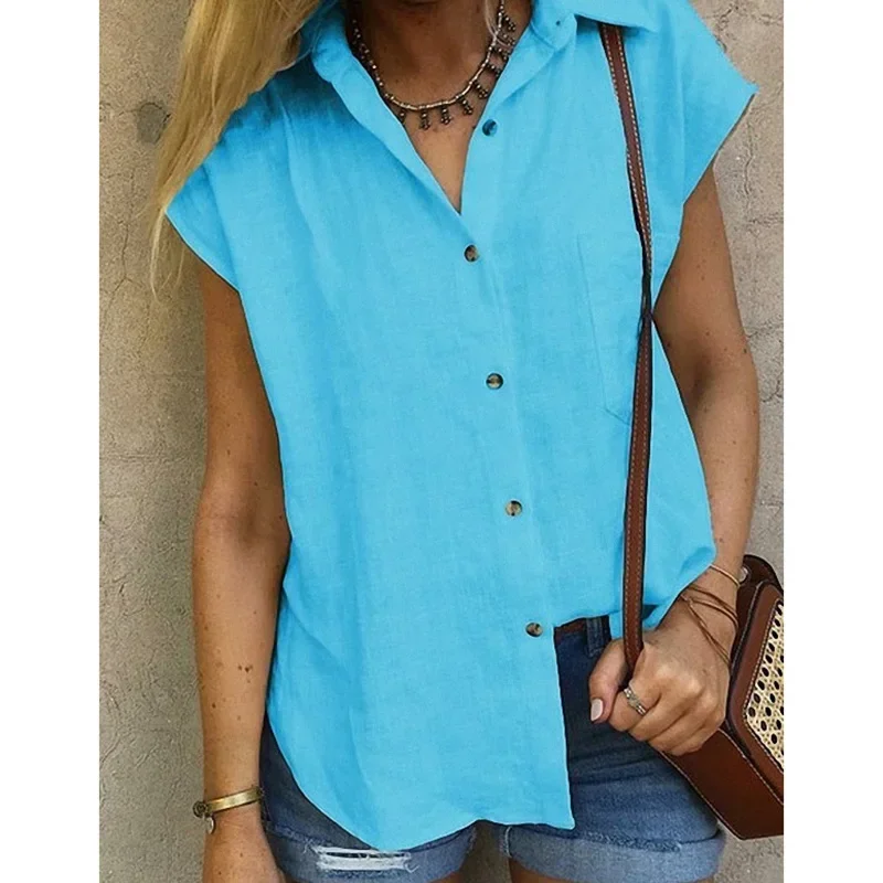 Summer New Women Short Sleeve Button Shirts Vintage Solid Harajuku Loose Blouses Tops Casual Ladies Cotton Shirts
Summer New Women Short Sleeve Button Shirts Vintage Solid Harajuku Loose Blouses Tops Casual Ladies Cotton Shirts