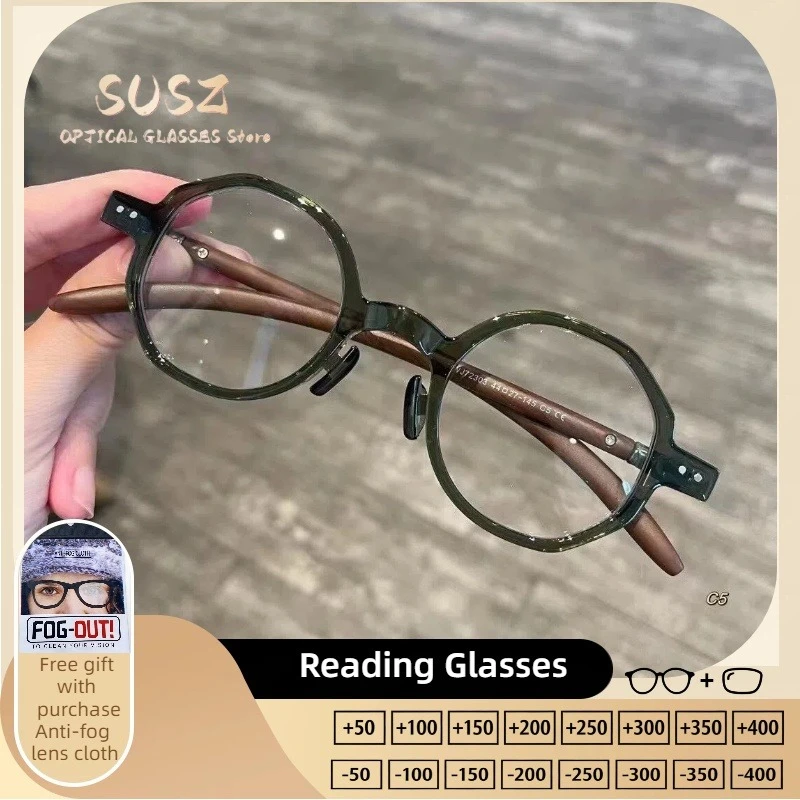 SUSZ Japanese-style handcrafted wood-grain round frame eyeglass frames, retro round eyeglass frames with high myopia
SUSZ Japanese-style handcrafted wood-grain round frame eyeglass frames, retro round eyeglass frames with high myopia