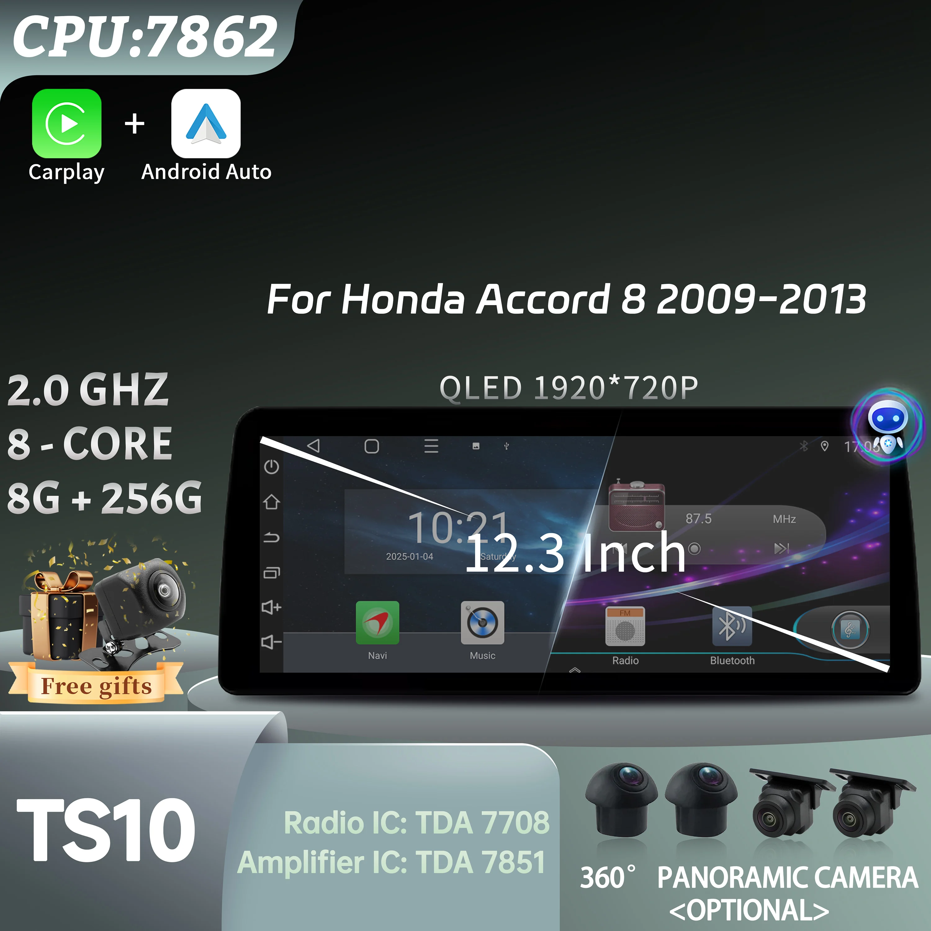 12.3" For Honda Accord 8 2009-2013 Car Radio Multimedia Navigation Wireless Bluetooth CarPlay GPS Touch Screen Head Unit Stereo
12.3" For Honda Accord 8 2009-2013 Car Radio Multimedia Navigation Wireless Bluetooth CarPlay GPS Touch Screen Head Unit Stereo