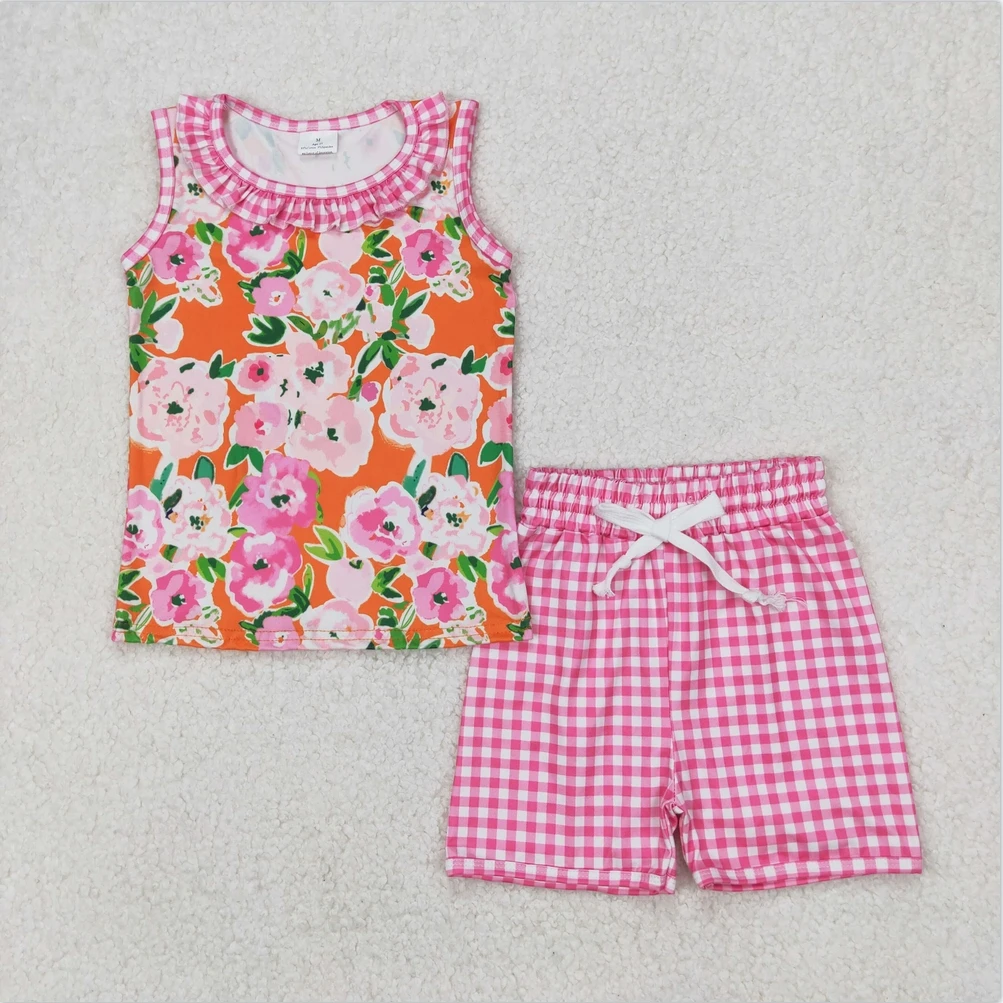 Hot Sale Baby Girls Kids Clothes Boutique Shorts Fashion Toddler Baby Girls Pink Plaid Sleeveless Floral Top Short Set
Hot Sale Baby Girls Kids Clothes Boutique Shorts Fashion Toddler Baby Girls Pink Plaid Sleeveless Floral Top Short Set
