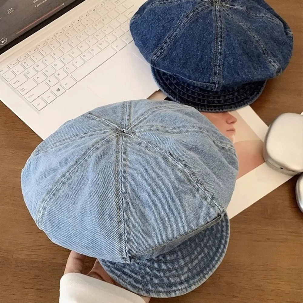 Retro Vintage Washed Denim Beret Newsboy Visor Octagonal Cap Artist Cloud Peaked Hat Outdoor
Retro Vintage Washed Denim Beret Newsboy Visor Octagonal Cap Artist Cloud Peaked Hat Outdoor
