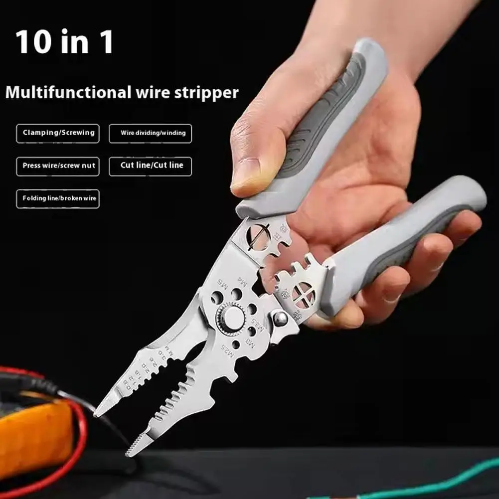 10 in 1 Electrician Wire Stripping Pliers Multifunctional Wire Stripper Plier Cable Cutting Crimper Pliers Electricians Tools
10 in 1 Electrician Wire Stripping Pliers Multifunctional Wire Stripper Plier Cable Cutting Crimper Pliers Electricians Tools