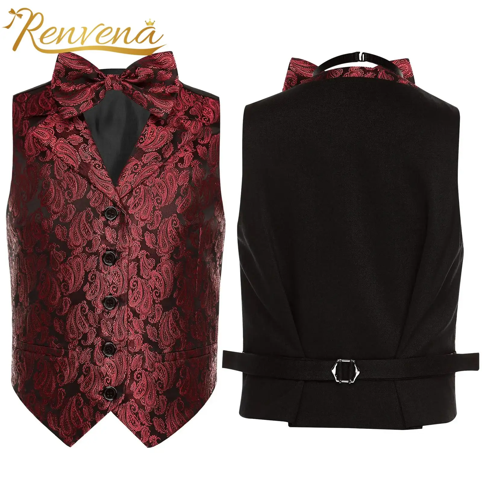 Baby Boys Gentlemen Fashion Vest Sleeveless Color Block Classic Jacquard Waistcoat Vest with Bow Tie Clothes for Banquet Wedding
Baby Boys Gentlemen Fashion Vest Sleeveless Color Block Classic Jacquard Waistcoat Vest with Bow Tie Clothes for Banquet Wedding