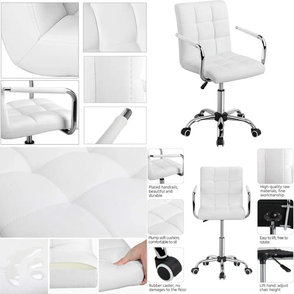 Современное офисное кресло из искусственной кожи со средней спинкой, на колесиках и с подлокотниками, регулируемое поворотное кресло для дома/компьютера
Современное офисное кресло из искусственной кожи со средней спинкой, на колесиках и с подлокотниками, регулируемое поворотное кресло для дома/компьютера