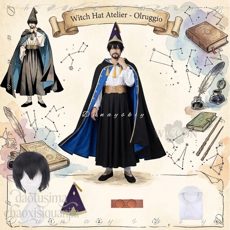 Anime Witch Hat Atelier Cosplay Olruggio Costume Wizard's Robe Magic Black Long Skirt Robe Hat Wigs Halloween Christmas Roleplay
Anime Witch Hat Atelier Cosplay Olruggio Costume Wizard's Robe Magic Black Long Skirt Robe Hat Wigs Halloween Christmas Roleplay