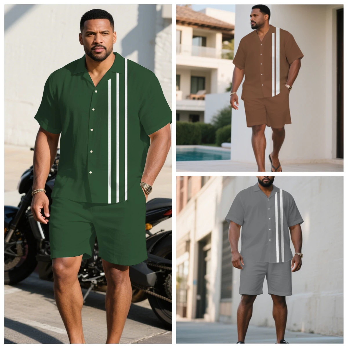 S-9XL Big and Tall Men Minimalist Stripe Print Oversized Shirt Shorts Set Multi-Color Casual 2-Piece Outfit
S-9XL Big and Tall Men Minimalist Stripe Print Oversized Shirt Shorts Set Multi-Color Casual 2-Piece Outfit