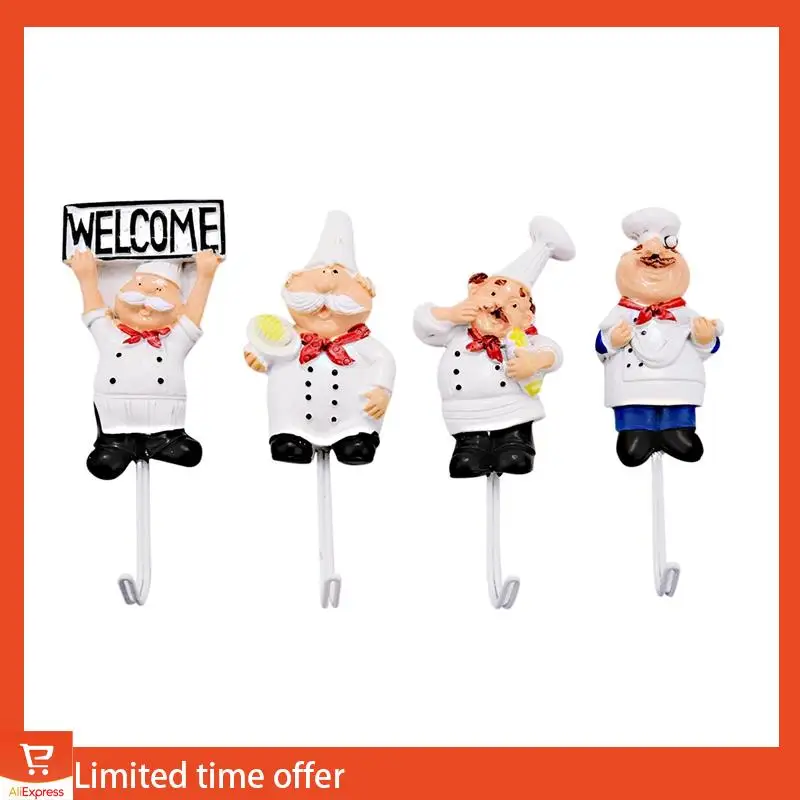 Fresh Pack Of 4 Resin French Chef Figurine Wall Hooks Decorative Cook Wall Mount Rack Hook Hanger(Assorted Style)
Fresh Pack Of 4 Resin French Chef Figurine Wall Hooks Decorative Cook Wall Mount Rack Hook Hanger(Assorted Style)