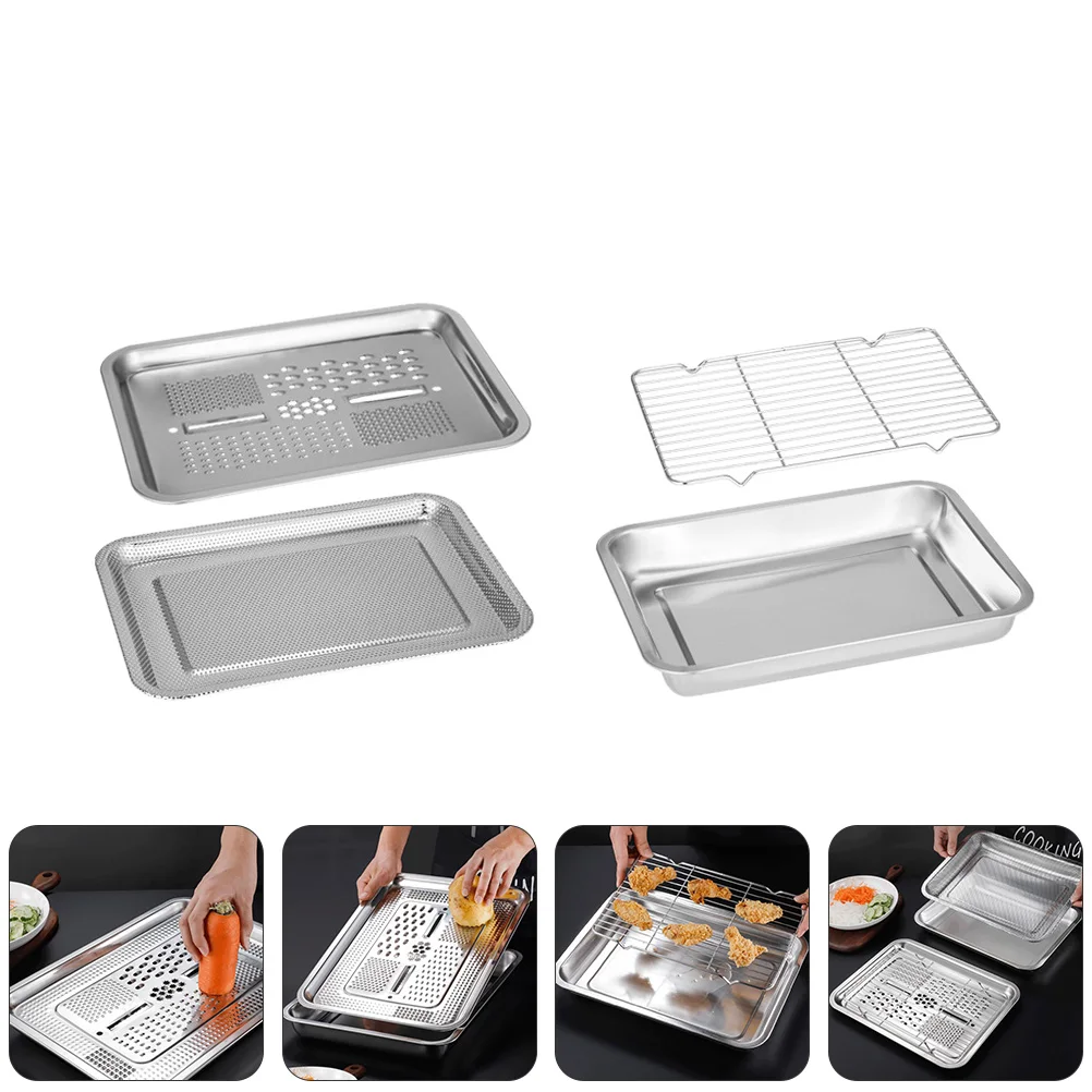 4pcs Stainless Steel Draining Tray Set Kitchen Grating Plate Drain Storage For Chopping Household Use Kitchen Gadgets
4pcs Stainless Steel Draining Tray Set Kitchen Grating Plate Drain Storage For Chopping Household Use Kitchen Gadgets