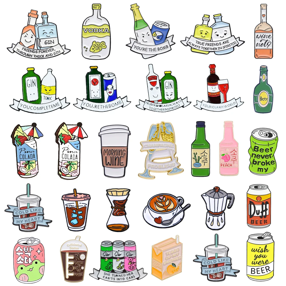 Cute Wine Bottle Metal Brooch Can Beer Wine Drink Cola Coffee Champagne Orange Juice Metal badge Punk Clothing Lapel Pin Jewelry
Cute Wine Bottle Metal Brooch Can Beer Wine Drink Cola Coffee Champagne Orange Juice Metal badge Punk Clothing Lapel Pin Jewelry