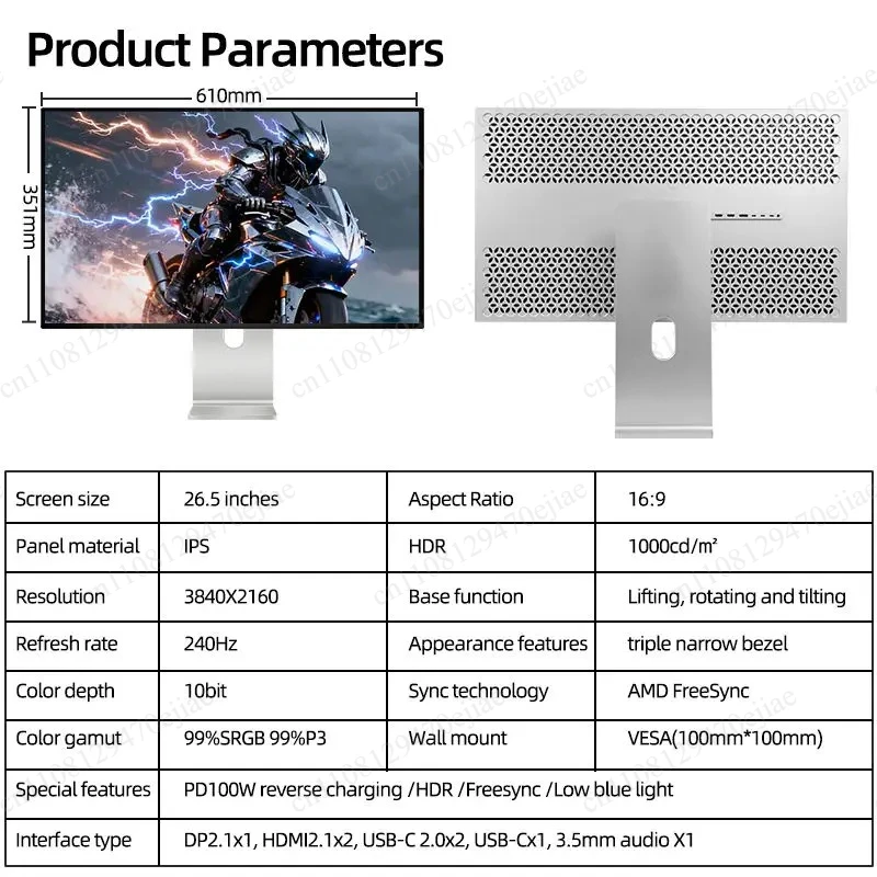 KUYCON Q27S 26.5 Inch UHD 4K 240Hz OLED Gaming Monitor 10-Bit HDR Ergonomic Aluminum Stand Pivot for Pro Design&Photography
KUYCON Q27S 26.5 Inch UHD 4K 240Hz OLED Gaming Monitor 10-Bit HDR Ergonomic Aluminum Stand Pivot for Pro Design&Photography