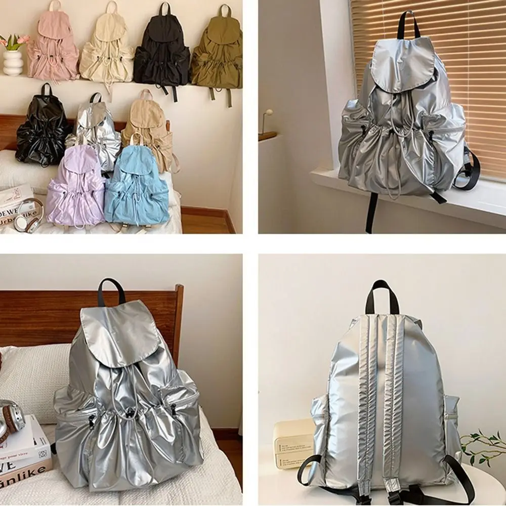Fashionable Korean Style Drawstring Backpack Fold Niche Design Light Soft Nylon Bag Tote Bag Solid Color Shoulder Bag Travel
Fashionable Korean Style Drawstring Backpack Fold Niche Design Light Soft Nylon Bag Tote Bag Solid Color Shoulder Bag Travel