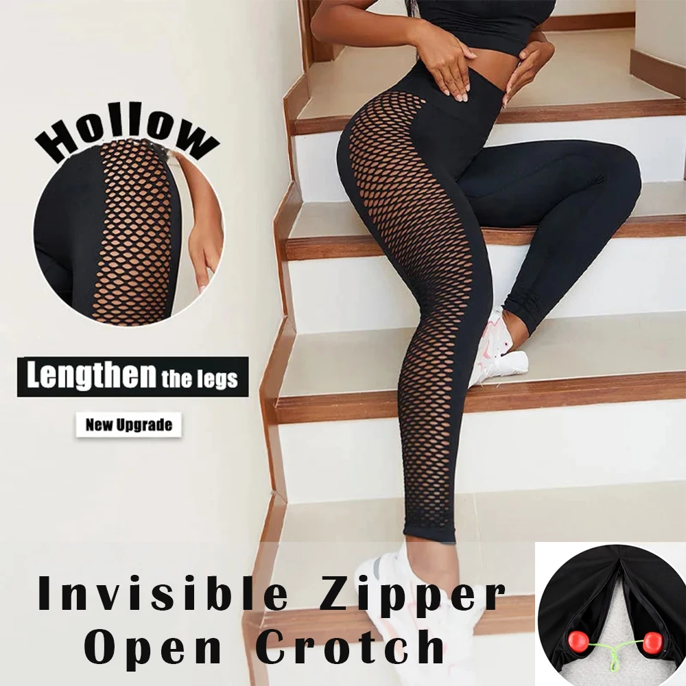Invisible Zipper Open Crotch Summer knitted hollow out fitness black leggings Sexy sports workout high waist yoga pants bottoms
Invisible Zipper Open Crotch Summer knitted hollow out fitness black leggings Sexy sports workout high waist yoga pants bottoms