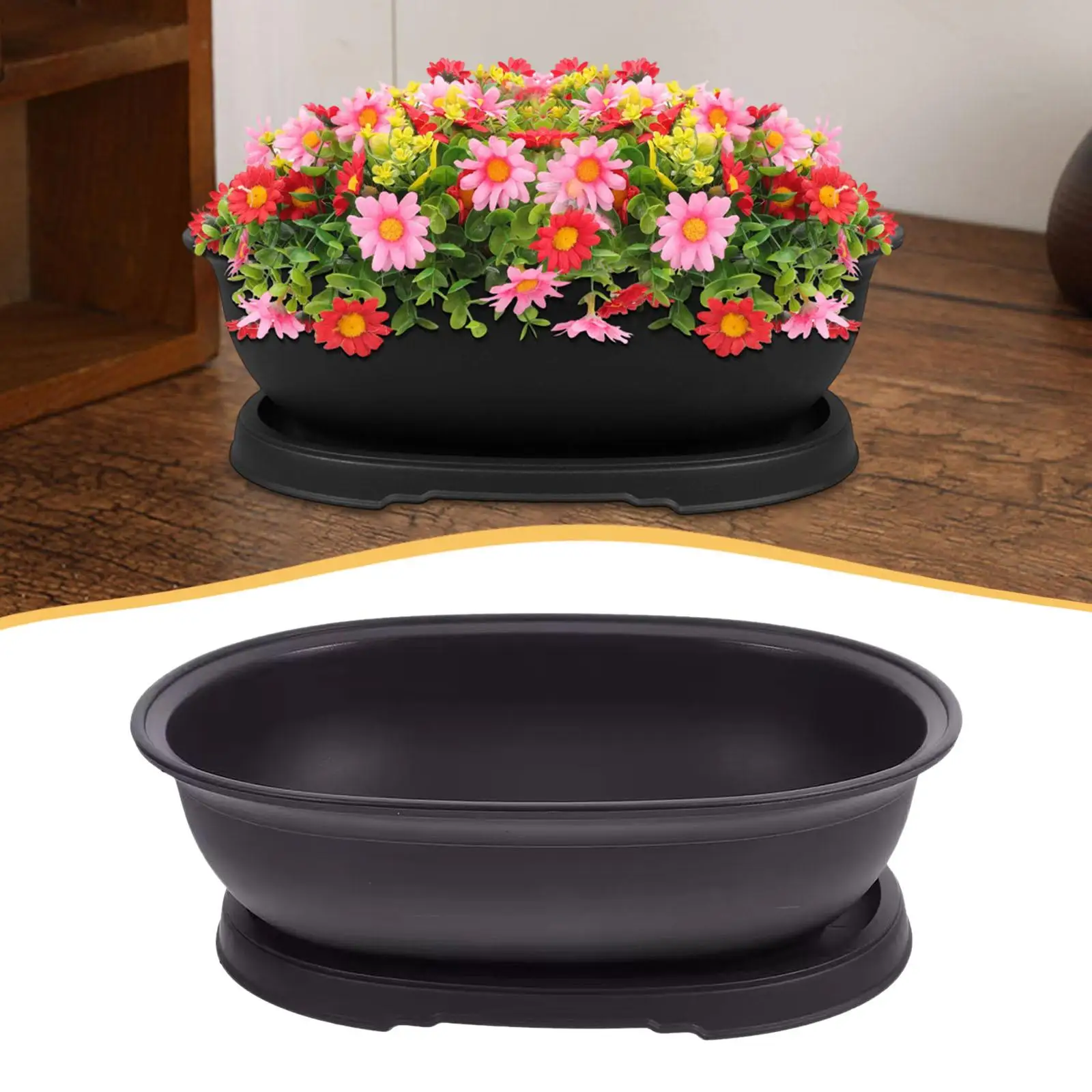 Bonsai Planter Pot Oval Black Indoor Outdoor Plastic Flower Container with Humidity Tray for Office Home Garden
Bonsai Planter Pot Oval Black Indoor Outdoor Plastic Flower Container with Humidity Tray for Office Home Garden
