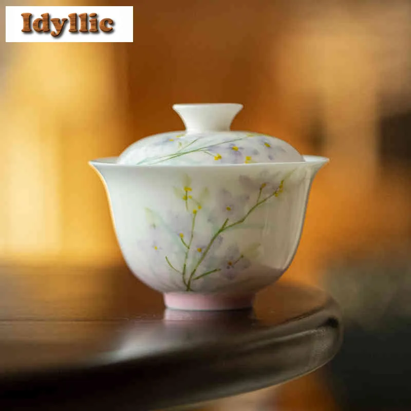100ml Jade Mud Hand-painted Flower Gaiwan Zen Tea Tureen Tea Bowl With Lid Kit Tea Maker Cover Bowl Cha Supplies Collection Gift
100ml Jade Mud Hand-painted Flower Gaiwan Zen Tea Tureen Tea Bowl With Lid Kit Tea Maker Cover Bowl Cha Supplies Collection Gift