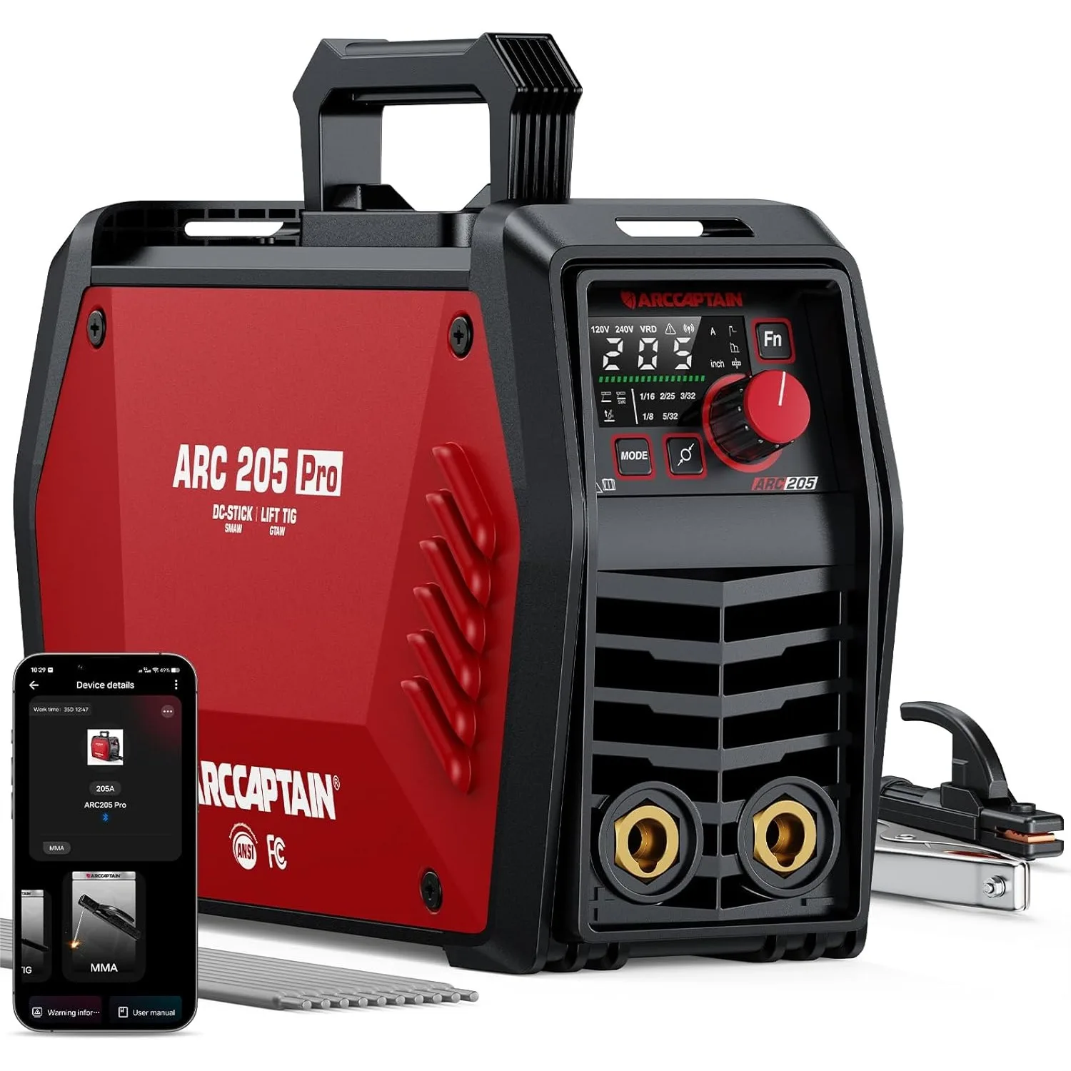 205Amp Stick Welder with APP Control, IGBT Inverter MMA Welding Machine 120V/240V, Large LED Display
205Amp Stick Welder with APP Control, IGBT Inverter MMA Welding Machine 120V/240V, Large LED Display