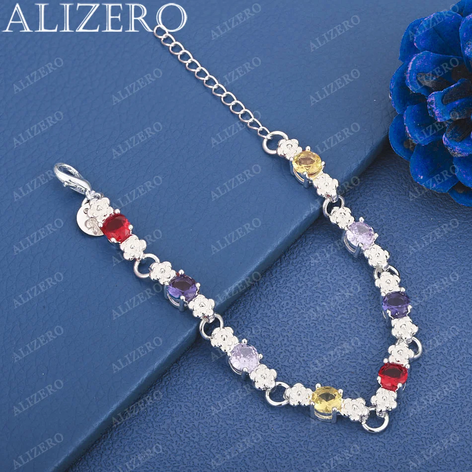 ALIZERO 925 Sterling Silver Colorful Zircon Rose Flowers Bracelets Wedding Party Gift Fashion Charm Jewelry
ALIZERO 925 Sterling Silver Colorful Zircon Rose Flowers Bracelets Wedding Party Gift Fashion Charm Jewelry