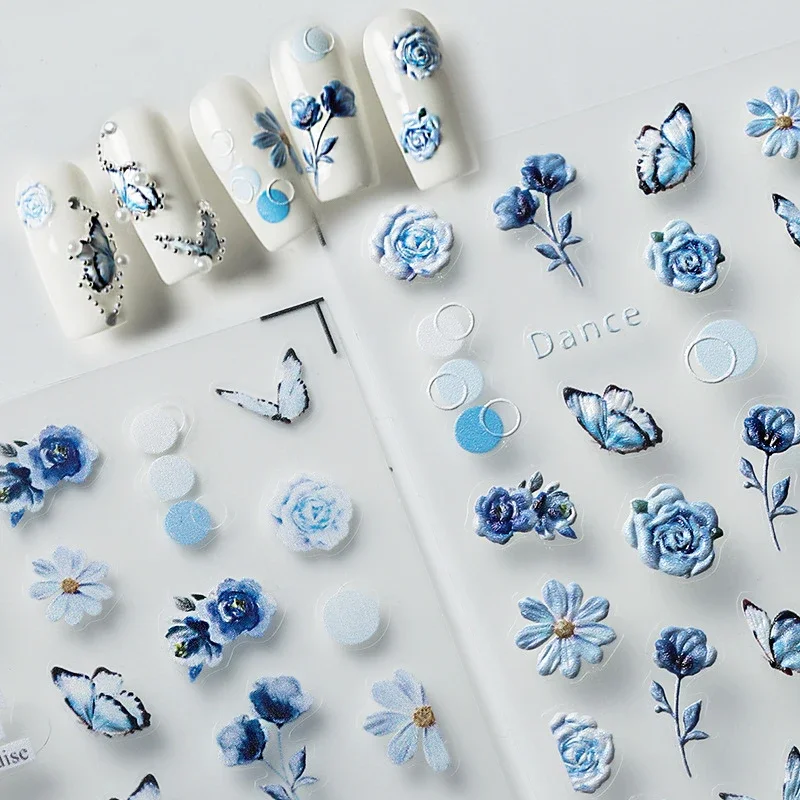 Elegant Blue Rose Daisy Butterfly 5D Soft Embossed Relief Self Adhesive Nail Art Decoration Sticker Flower Manicure Decal Woman
Elegant Blue Rose Daisy Butterfly 5D Soft Embossed Relief Self Adhesive Nail Art Decoration Sticker Flower Manicure Decal Woman