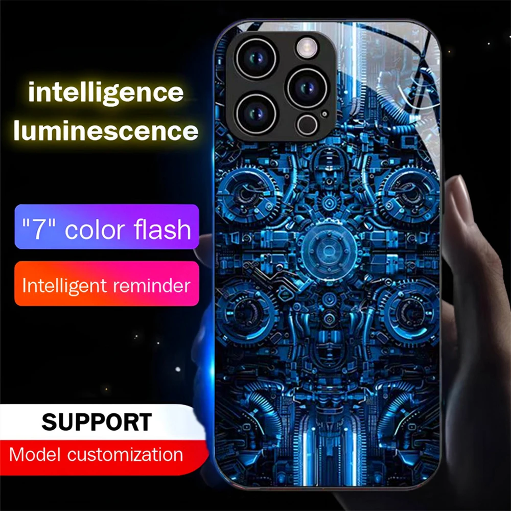 2025 Новый чехол для телефона из закаленного стекла со светодиодной подсветкой и узором чипа для iPhone 16 E 15 14 13 12 11 Pro Max Plus 
2025 Новый чехол для телефона из закаленного стекла со светодиодной подсветкой и узором чипа для iPhone 16 E 15 14 13 12 11 Pro Max Plus