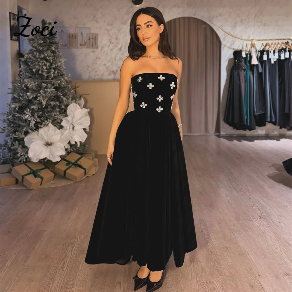 Zoci Classic Black Velvet Beads Formal Prom Dresses Vestido De Novia Ankle Length Evening Dress Party 2026 Customized
Zoci Classic Black Velvet Beads Formal Prom Dresses Vestido De Novia Ankle Length Evening Dress Party 2026 Customized