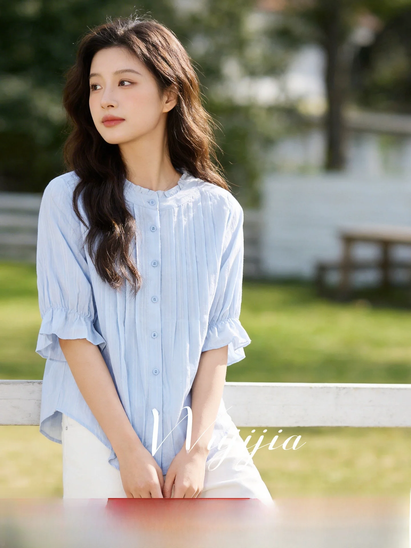 Spring French Style Pleated Bubble Sleeve Ruffle Collar Shirt Women's plus Size Outerwear Top Wudi Home GZA9599 Polyester
Spring French Style Pleated Bubble Sleeve Ruffle Collar Shirt Women's plus Size Outerwear Top Wudi Home GZA9599 Polyester