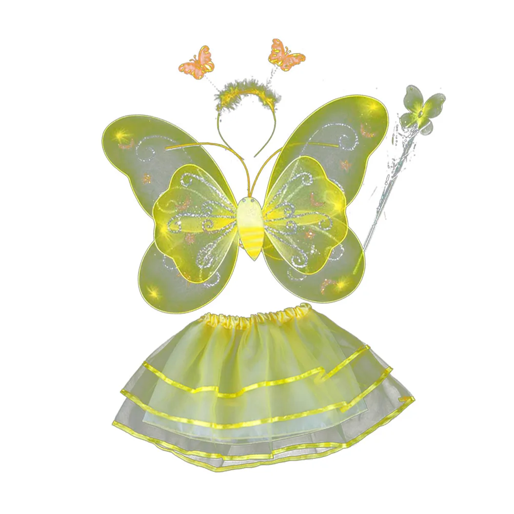4pcs Wings Kids Girls Fairy Led Double Layers Wing Wand Headband Tutu Skirt Party Costume Set (Yellow, Random Pattern)
4pcs Wings Kids Girls Fairy Led Double Layers Wing Wand Headband Tutu Skirt Party Costume Set (Yellow, Random Pattern)