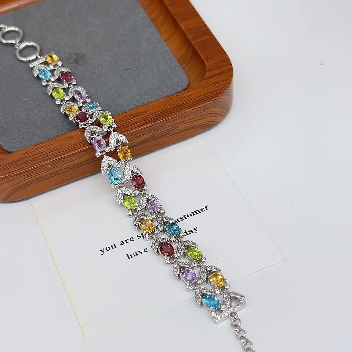 Crystal Bracelet 4x5mm, S925 Sterling Silver White Gold Plated Adjustable Gemstone Jewelry
Crystal Bracelet 4x5mm, S925 Sterling Silver White Gold Plated Adjustable Gemstone Jewelry