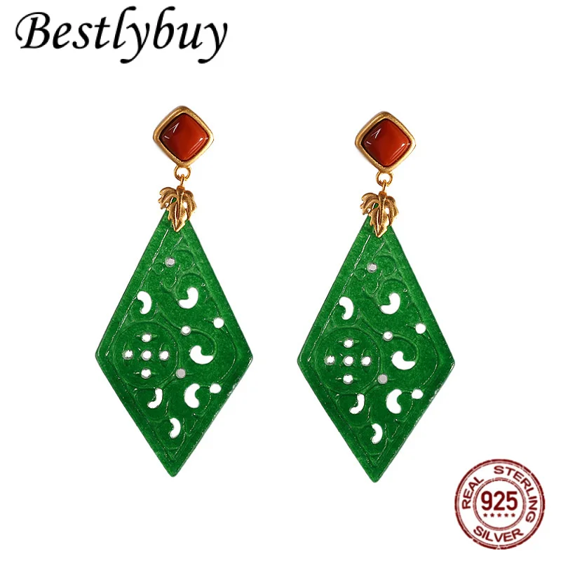 Retro S925 Silver Gold-plated Personalized Diamond Shaped Iron Dragon Hollow Out Ethnic Style Earrings For Women
Retro S925 Silver Gold-plated Personalized Diamond Shaped Iron Dragon Hollow Out Ethnic Style Earrings For Women