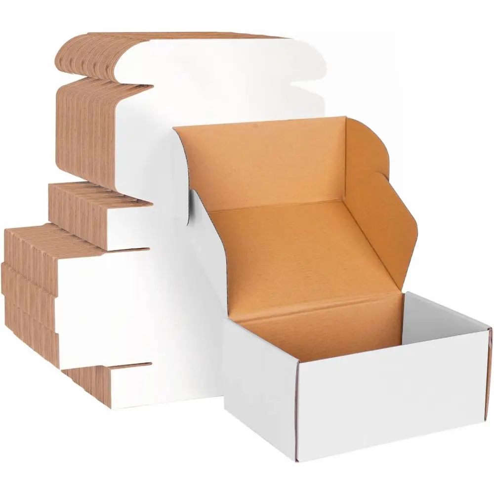 Set of 30 Small White Cardboard Boxes for Shipping or Mailing, Corrugated Material
Set of 30 Small White Cardboard Boxes for Shipping or Mailing, Corrugated Material