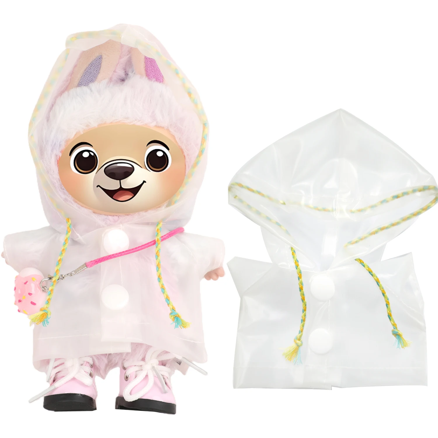 17 см одежда для куклы Labu Girl, милый белый плащ, водонепроницаемая одежда, пальто для v1 v2 v3, кукла Labu, хлопковая игрушка, аксессуар
17 см одежда для куклы Labu Girl, милый белый плащ, водонепроницаемая одежда, пальто для v1 v2 v3, кукла Labu, хлопковая игрушка, аксессуар