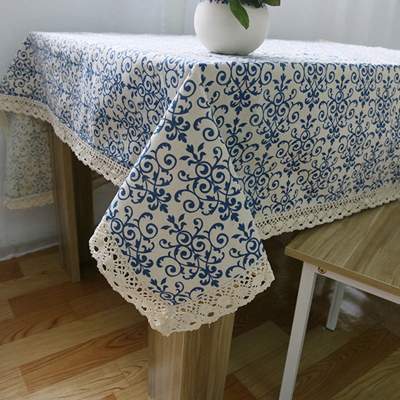 Blue Table Cloths Retro Chinese Porcelain Printed Cotton Linen Tablecloths Round Table Cover Washable with Lace Edges Home Decor
Blue Table Cloths Retro Chinese Porcelain Printed Cotton Linen Tablecloths Round Table Cover Washable with Lace Edges Home Decor