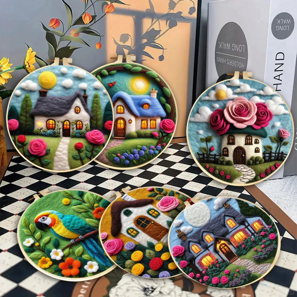 CHENISTORY Wool Felting Painting Kits Beginners DIY Wool Needle Felting Starter Kit House Scenery Home Decoration Art Craft
CHENISTORY Wool Felting Painting Kits Beginners DIY Wool Needle Felting Starter Kit House Scenery Home Decoration Art Craft