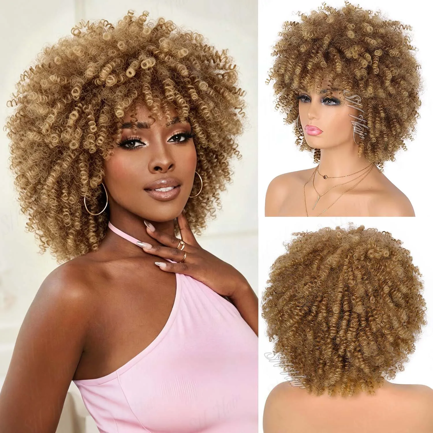 Synthetic Afro Bomb Curly Wig with Bangs for Black Women 8 inch Short Curly Afro Wigs Kinky Curly Hair for Daily Party Wear
Synthetic Afro Bomb Curly Wig with Bangs for Black Women 8 inch Short Curly Afro Wigs Kinky Curly Hair for Daily Party Wear