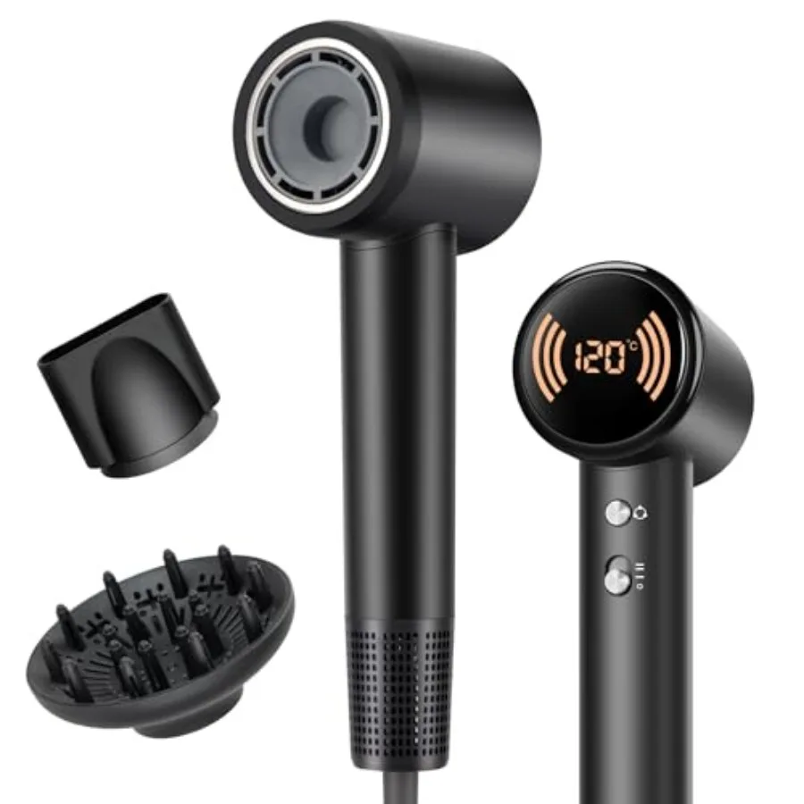 Hair Dryer, Travel Hair Dryer with Diffuser, 110000 RPM High Speed Ionic Blow Dryer, Temperature Display, Low NoiseandLightweig
Hair Dryer, Travel Hair Dryer with Diffuser, 110000 RPM High Speed Ionic Blow Dryer, Temperature Display, Low NoiseandLightweig