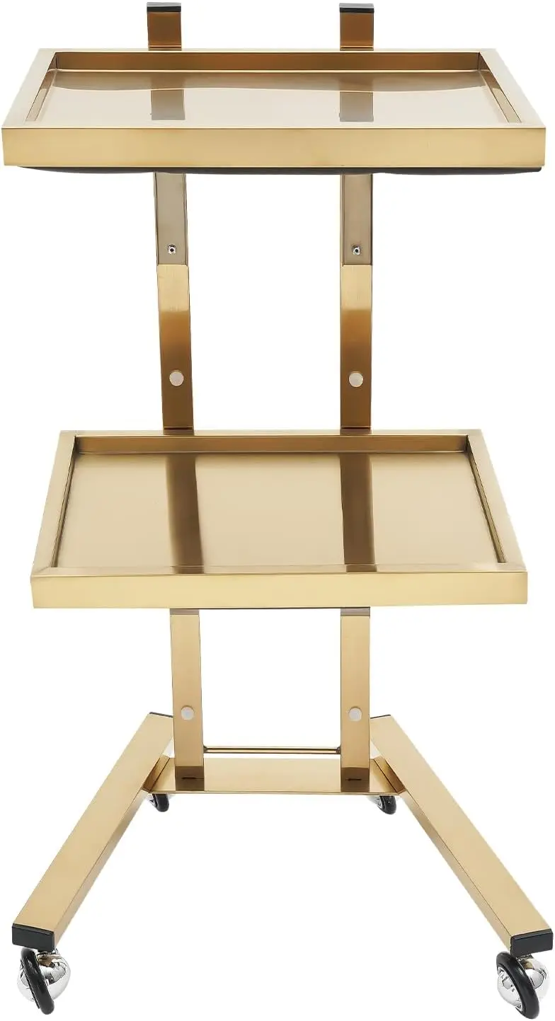 2-Tier Gold Stainless Steel Salon Trolley Cart with Universal Wheels for Hair Beauty Spa Tools Storage 16x12x34in
2-Tier Gold Stainless Steel Salon Trolley Cart with Universal Wheels for Hair Beauty Spa Tools Storage 16x12x34in