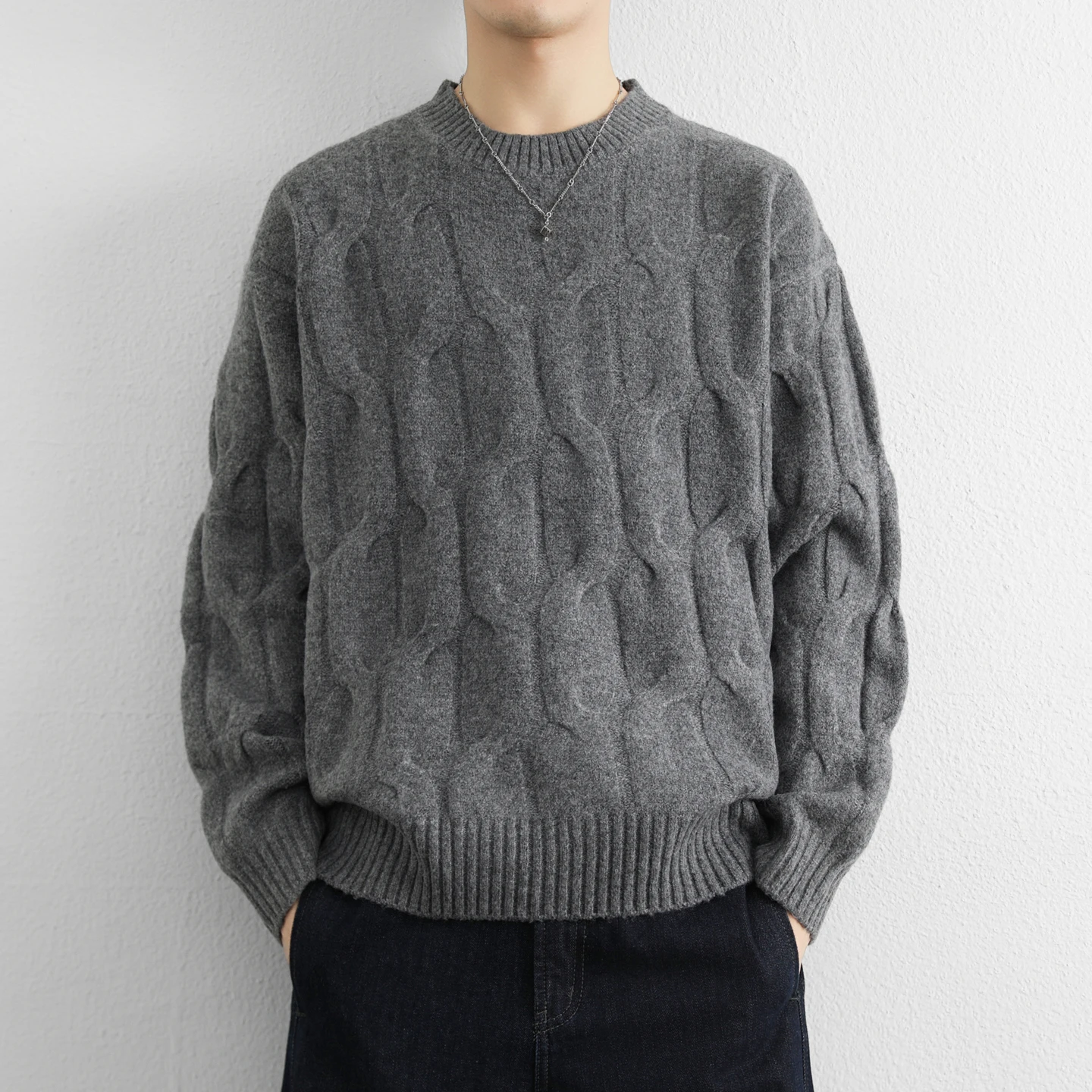 Мужской вязаный свитер из крученой пряжи, базовый слой, повседневный, теплый, зимний, с длинным рукавом, круглым вырезом, пуловер
Мужской вязаный свитер из крученой пряжи, базовый слой, повседневный, теплый, зимний, с длинным рукавом, круглым вырезом, пуловер