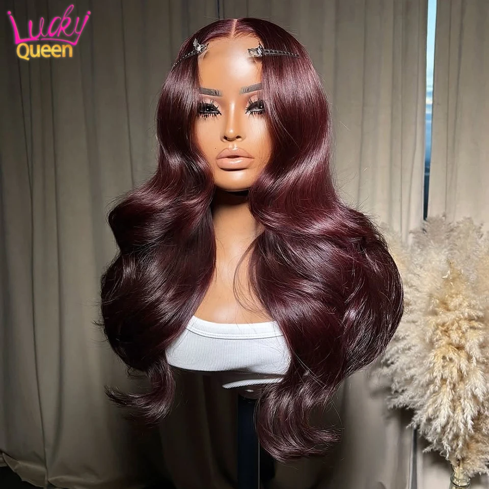 180 Density Dark Burgundy Pre Plucked #99J Wine Color Human Hair Brazilian Wigs 13X6 13X4 Transparent Body Wave 5X5 Lace Frontal 
180 Density Dark Burgundy Pre Plucked #99J Wine Color Human Hair Brazilian Wigs 13X6 13X4 Transparent Body Wave 5X5 Lace Frontal
