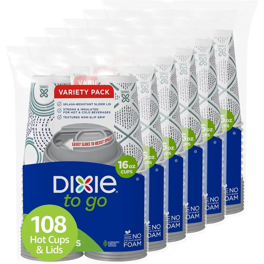 Reusable 16 oz Insulated Paper Coffee Cups, 108 Pack (6 Sets of 18 Cups) for Hot or Cold Drinks
Reusable 16 oz Insulated Paper Coffee Cups, 108 Pack (6 Sets of 18 Cups) for Hot or Cold Drinks