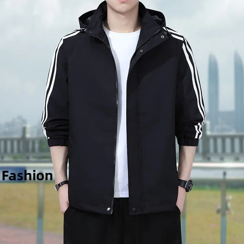 Spring Autumn Casual Loose Spor Men's Jaet Tee Stripe Trendy Windproof Hooded Outerwear Polyester Fiber Long Sve Zip...
Spring Autumn Casual Loose Spor Men's Jaet Tee Stripe Trendy Windproof Hooded Outerwear Polyester Fiber Long Sve Zip...