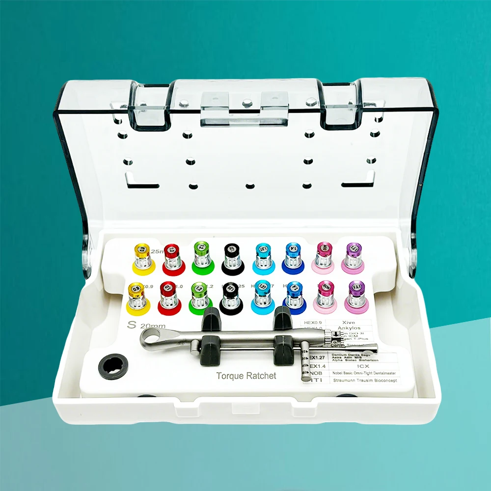 Universal Dental Implant Torque Screwdriver Kit for Prosthetic Restoration and Dentistry Implant Procedures
Universal Dental Implant Torque Screwdriver Kit for Prosthetic Restoration and Dentistry Implant Procedures