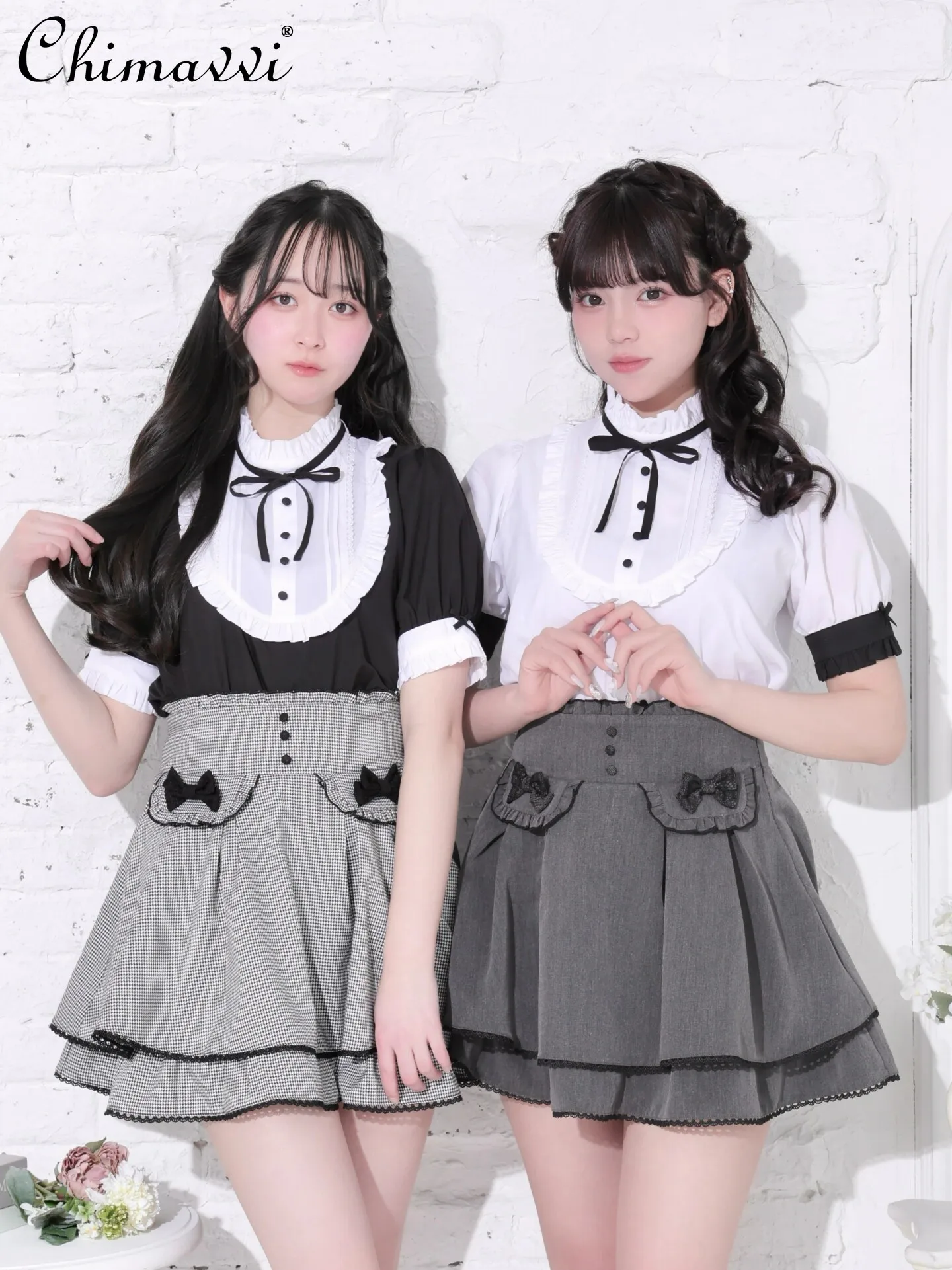 Japanese Style Mass Production Girl Sweet Palace Style Stand Collar Tie Backbows Short-sleeved Shirt Cute Women's Y2k Blouse Top
Japanese Style Mass Production Girl Sweet Palace Style Stand Collar Tie Backbows Short-sleeved Shirt Cute Women's Y2k Blouse Top